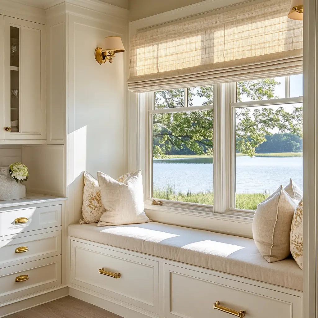 bamboo shade enhancing the warm ambiance of a cozy living space