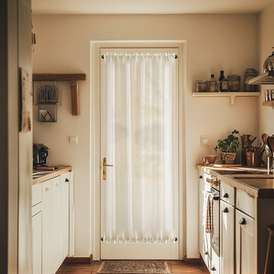 Lena Linen Look Semi Sheer French Door Curtains