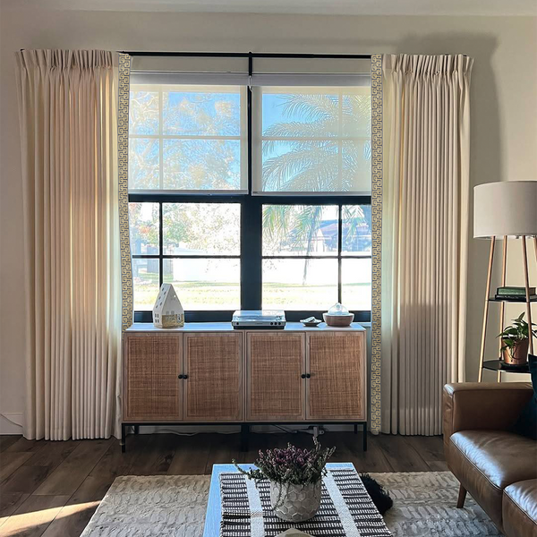 Linen Drapery with Border Trim
