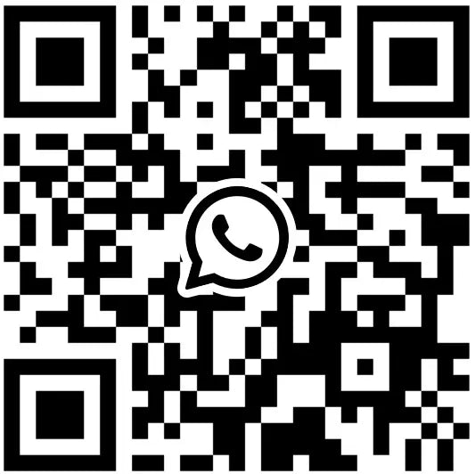WhatsApp QR code for easy scanning and connection.