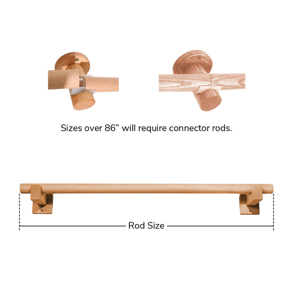 Rowan | Custom Size | Wooden | Curtain Rod